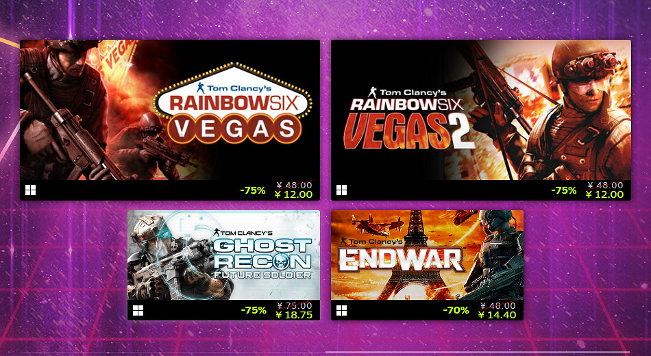 育碧在Steam開啟特惠活動 最高優惠80% 育碧在Steam開啟特惠活動 最高優惠80%