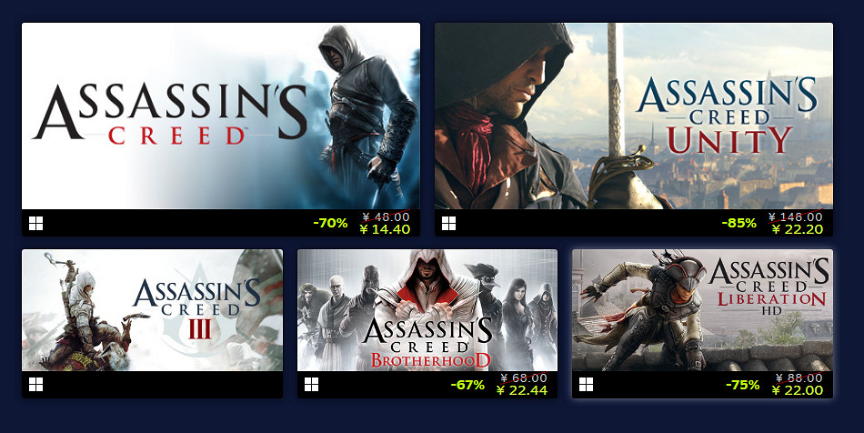 育碧在Steam開啟特惠活動 最高優惠80% 育碧在Steam開啟特惠活動 最高優惠80%