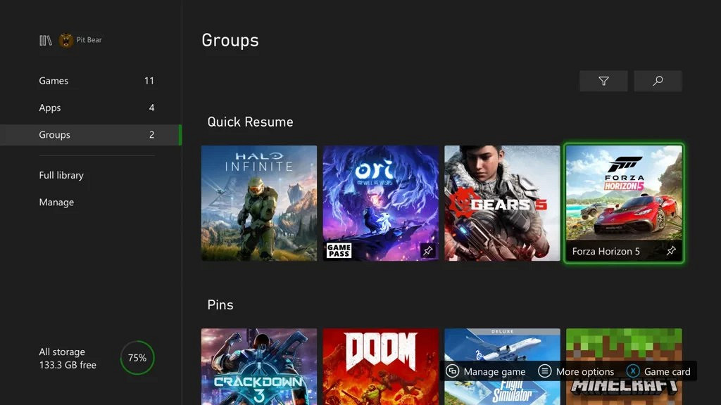Xbox推送三月更新 新增快速恢復固定遊戲功能