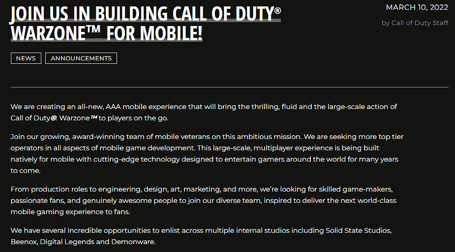 動視確認《決勝時刻:現代戰域》手遊開發中 3A級體驗 動視確認《決勝時刻:現代戰域》手遊開發中 3A級體驗