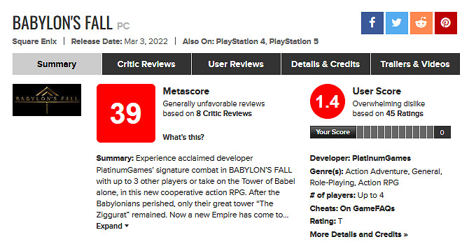 《巴比倫的隕落》玩家評分1.4分!賣的貴就算了還小額付費 《巴比倫的隕落》玩家評分1.4分!賣的貴就算了還小額付費