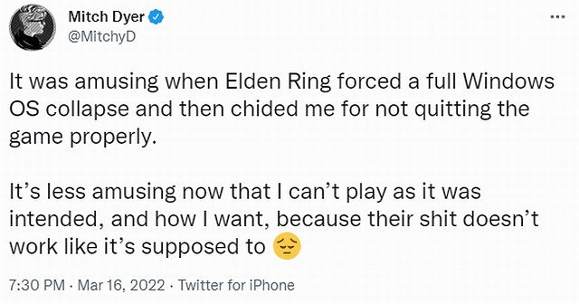 高譚騎士編劇：《艾爾登法環》連網差 我掉線頻繁被ban