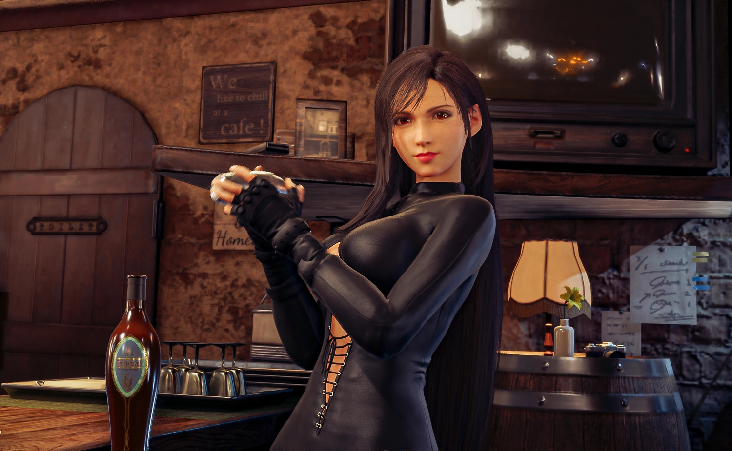 《FF7重製版》蒂法新mod：黑色緊身衣+性感漁網襪！