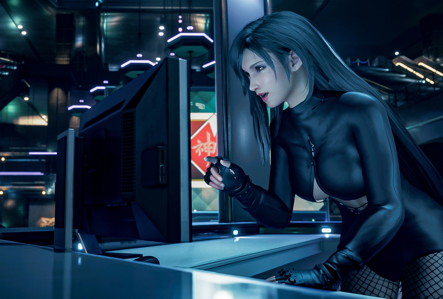 《FF7重製版》蒂法新mod：黑色緊身衣+性感漁網襪！