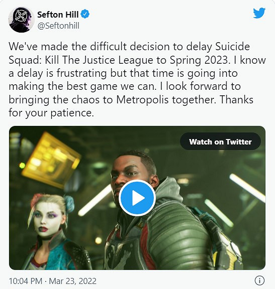 《自殺突擊隊:戰勝正義聯盟》官宣跳票至2023年春季! 《自殺突擊隊:戰勝正義聯盟》官宣跳票至2023年春季!