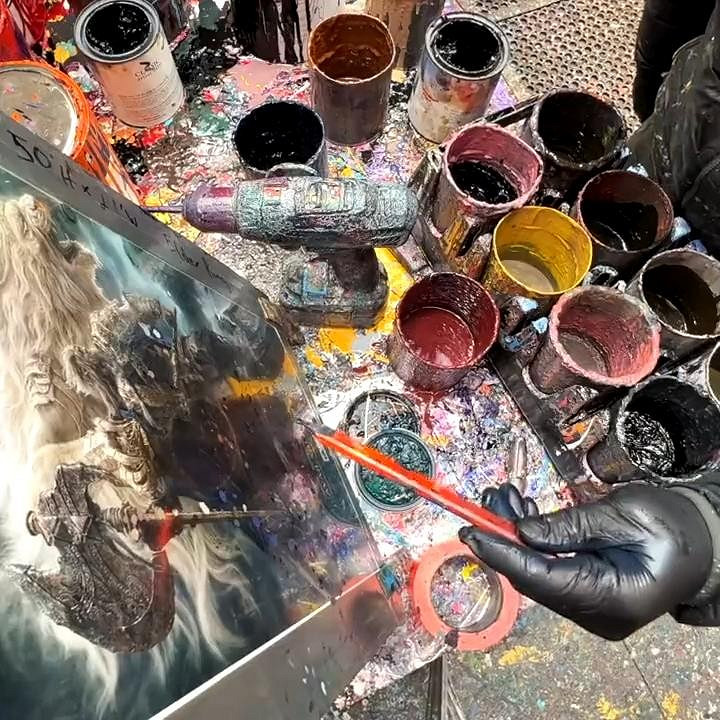 《艾爾登法環》紐約巨幅宣傳畫繪製影片 葛孚雷霸氣 《艾爾登法環》紐約巨幅宣傳畫繪製影片 葛孚雷霸氣