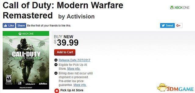 《決勝時刻4》重製版XB1版發售日曝光 價格40美元