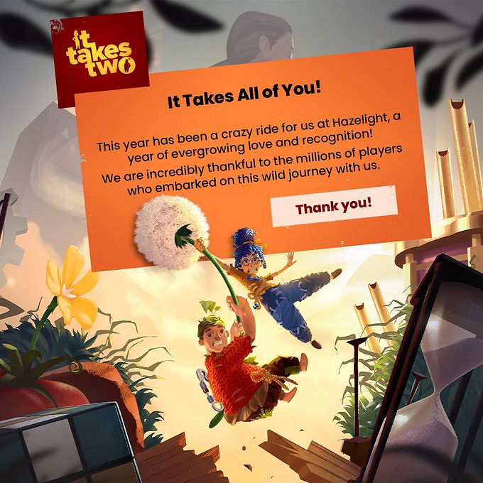 《雙人成行》發售一周年！Hazelight 工作室發文感謝