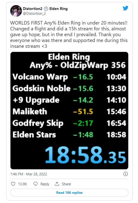 《艾爾登法環》速通記錄更新 20分鐘以內搞定
