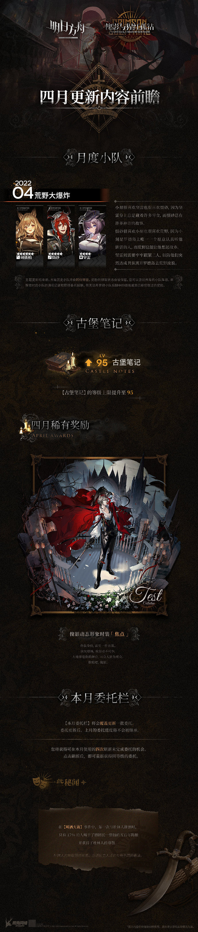 《明日方舟》傀影與猩紅孤鑽四月更新 月度小隊更新