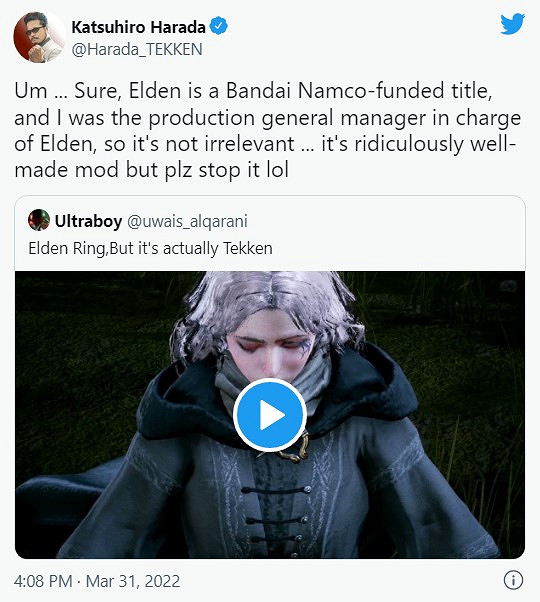 鐵拳系列製作人稱讚《艾爾登法環》NPC亂入《鐵拳7》MOD 鐵拳系列製作人稱讚《艾爾登法環》NPC亂入《鐵拳7》MOD