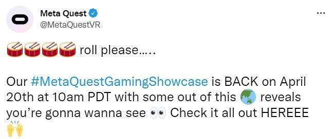 Meta Quest將公布第二屆遊戲展示會 4月21日淩晨舉行