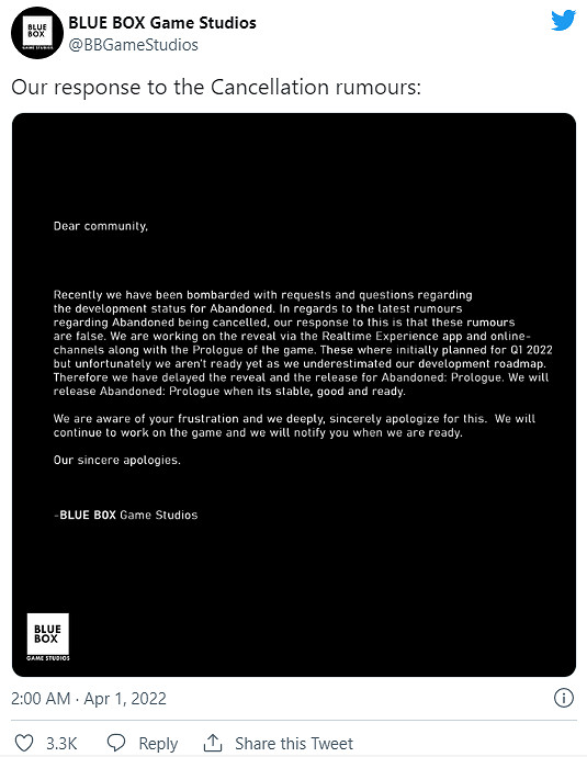 快一年了還在嘴硬?Blue Box堅稱《遺棄》不會被取消 快一年了還在嘴硬?Blue Box堅稱《遺棄》不會被取消