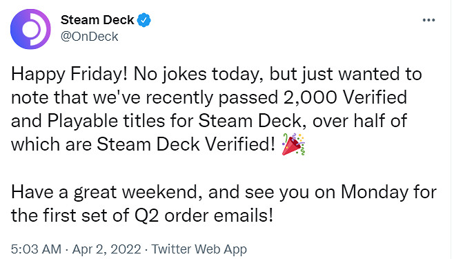 Steam Deck:有超2000款遊戲為通過驗證或可玩狀態! Steam Deck:有超2000款遊戲為通過驗證或可玩狀態!