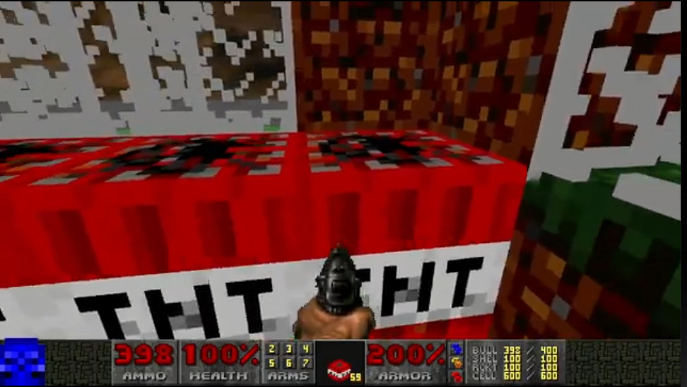 真的能做到!在初代《毀滅戰士》中運行《當個創世神麥塊》 真的能做到!在初代《毀滅戰士》中運行《當個創世神麥塊》