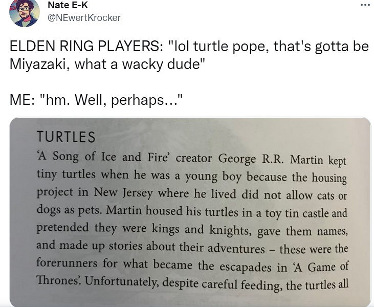 《艾爾登法環》中的烏龜出自馬丁之手? 網友:我有證據! 《艾爾登法環》中的烏龜出自馬丁之手? 網友:我有證據!