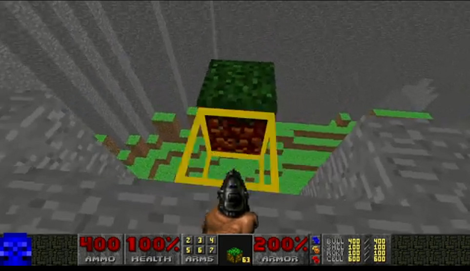 真的能做到!在初代《毀滅戰士》中運行《當個創世神麥塊》 真的能做到!在初代《毀滅戰士》中運行《當個創世神麥塊》