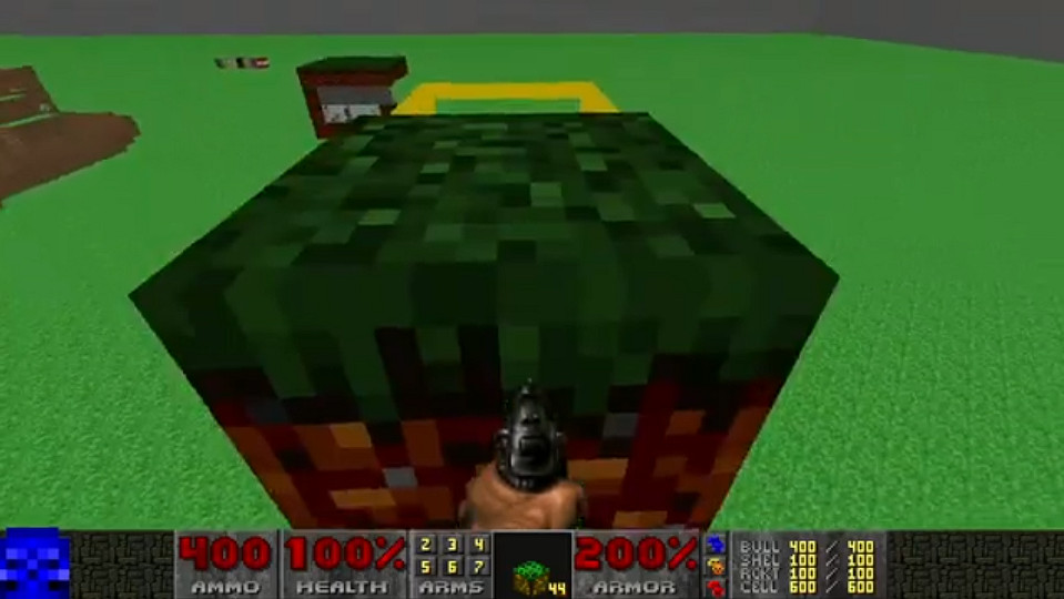 真的能做到!在初代《毀滅戰士》中運行《當個創世神麥塊》 真的能做到!在初代《毀滅戰士》中運行《當個創世神麥塊》