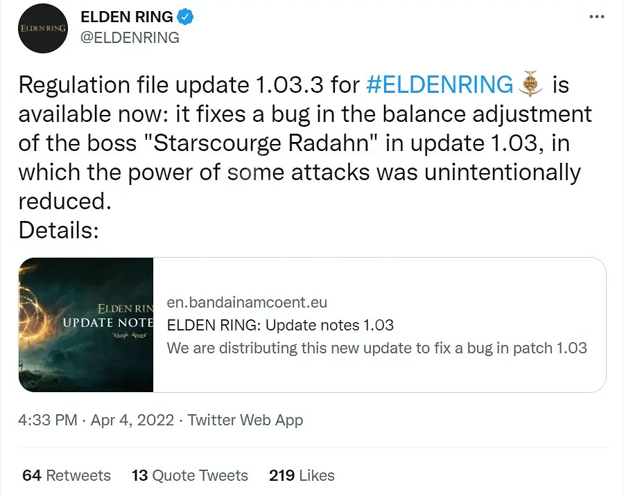 《艾爾登法環》1.03.3更新檔更新了什麽?1.03.3更新檔更新介紹 《艾爾登法環》1.03.3更新檔更新了什麽?1.03.3更新檔更新介紹