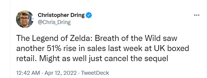 《塞爾達傳說:曠野之息》英國銷量突然暴漲51%! 《塞爾達傳說:曠野之息》英國銷量突然暴漲51%!