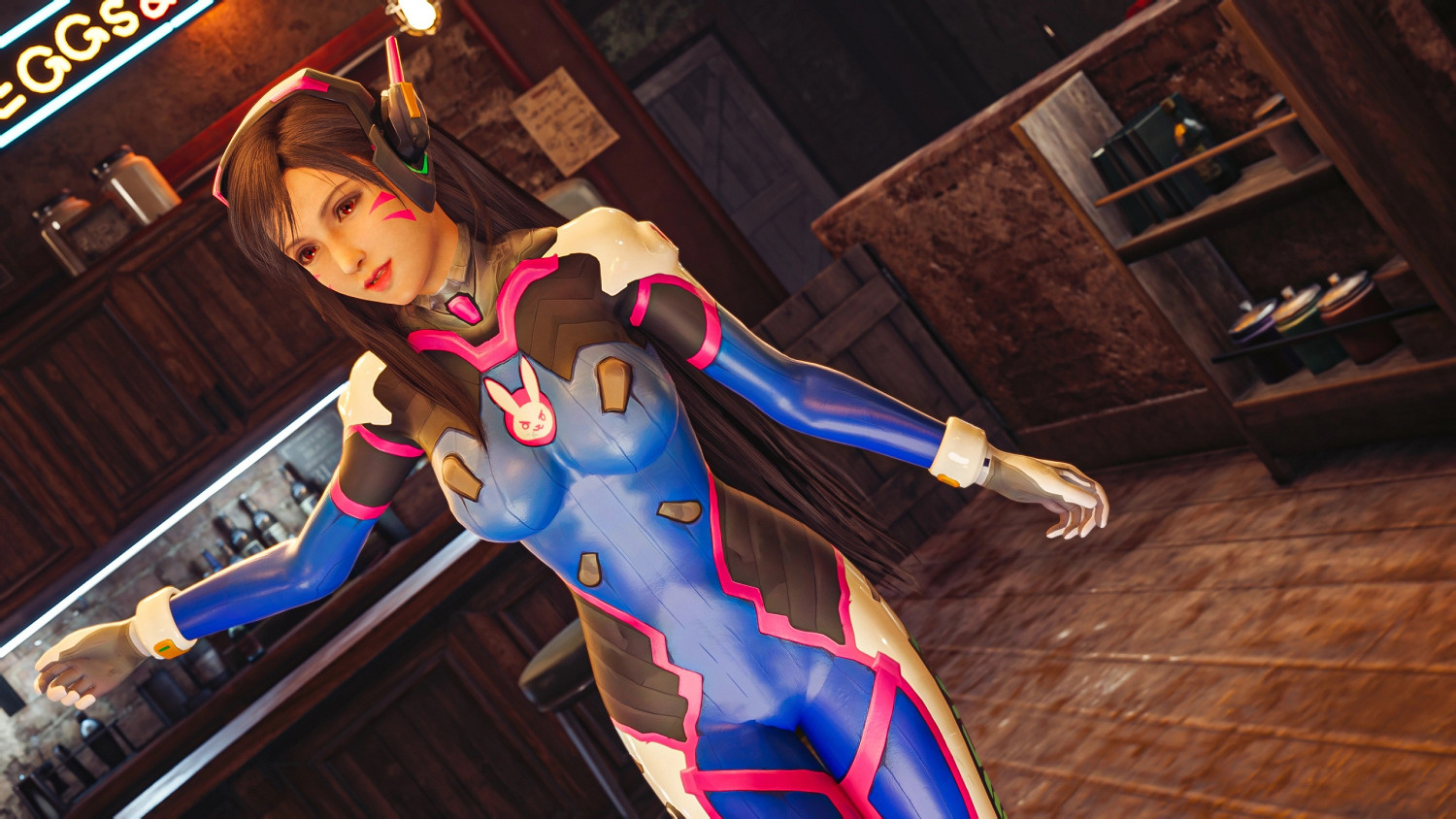 蒂法愛你哦!《FF7re》MOD 蒂法Cos《鬥陣特攻》D.Va