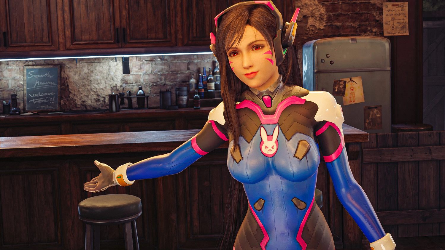 蒂法愛你哦!《FF7re》MOD 蒂法Cos《鬥陣特攻》D.Va