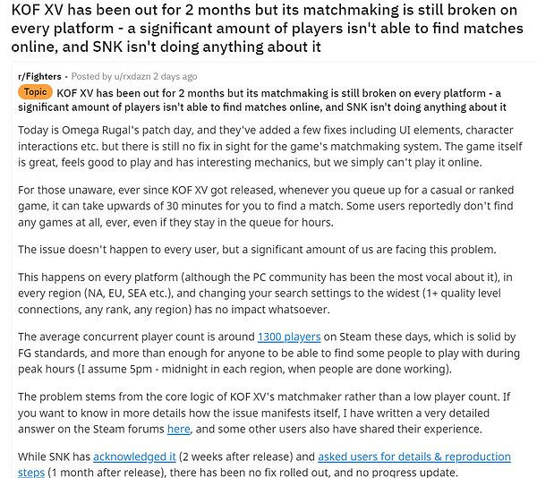 線上匹配了個寂寞！外網玩家吐槽《格鬥天王15》匹配機制