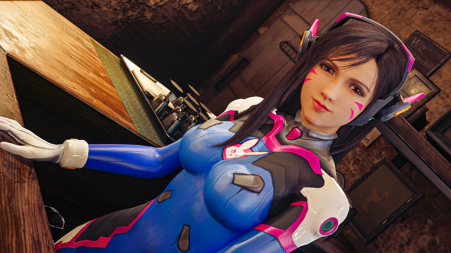 蒂法愛你哦!《FF7re》MOD 蒂法Cos《鬥陣特攻》D.Va