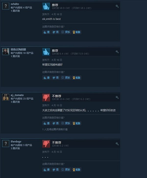 《實況2022》1.0更新後評價不容樂觀 Steam多半差評 《實況2022》1.0更新後評價不容樂觀 Steam多半差評