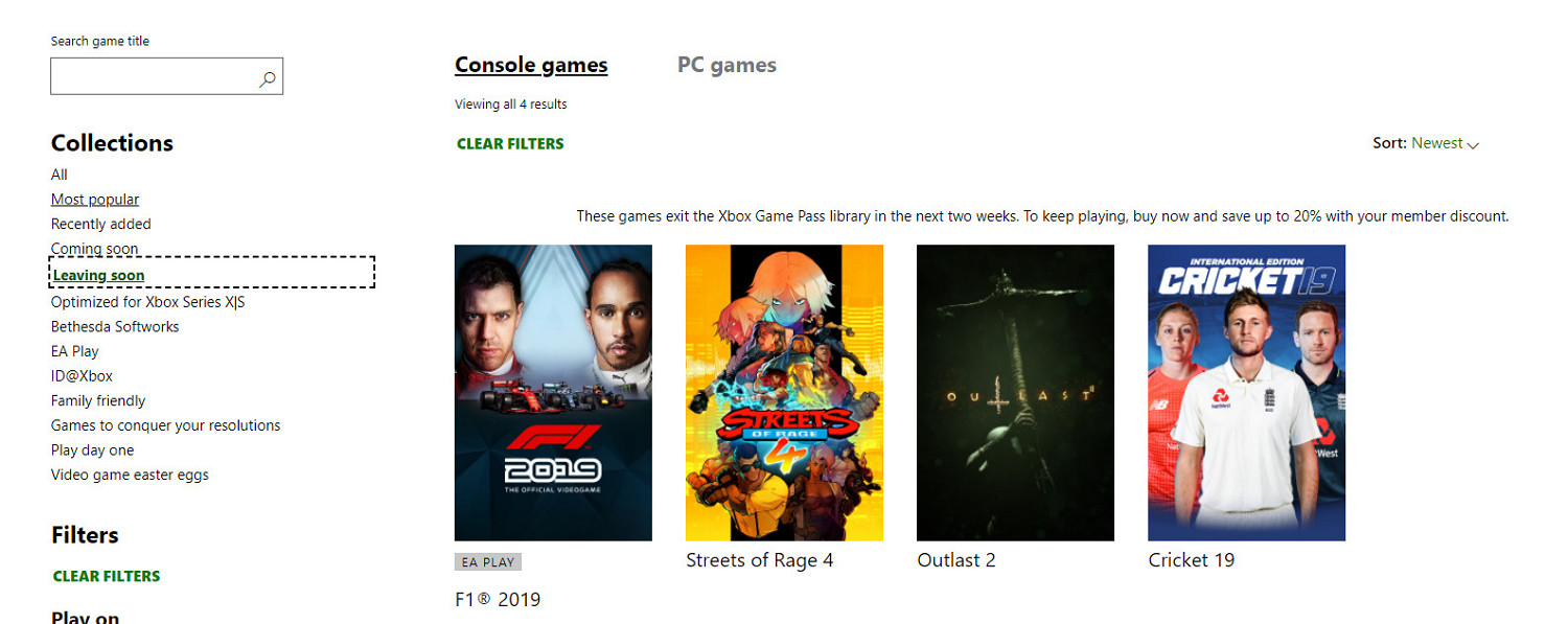 Xbox Game Pass (XGP)  4月到期遊戲：《F1 2019》《逃生2》等
