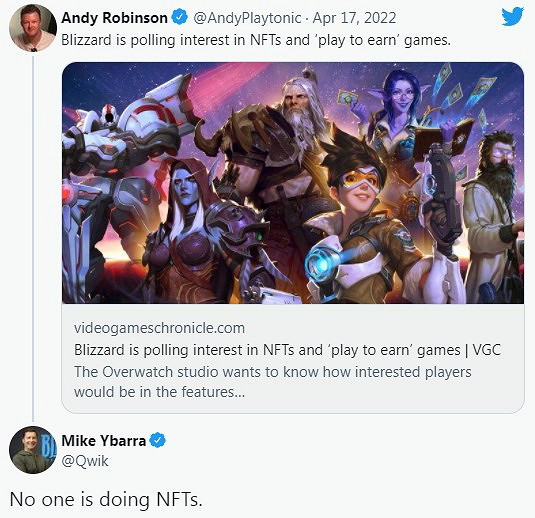 暴雪發布關於NFT的調查問卷：玩遊戲賺加密貨幣