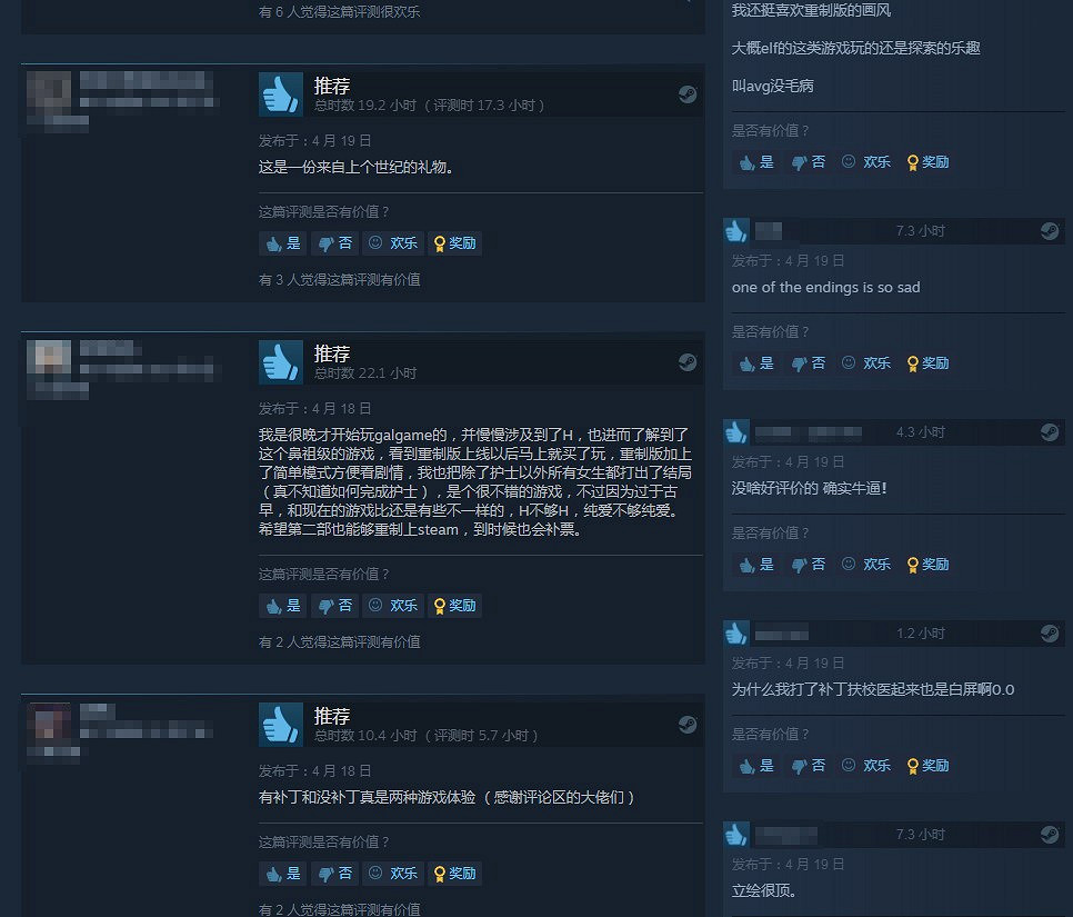 《同級生重製版》Steam特別好評 紳士們很喜歡！