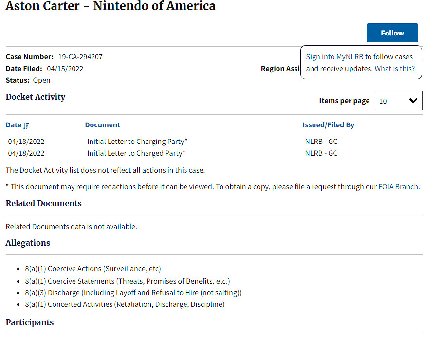 美國任天堂被員工投訴 NLRB將調查非法危害工會的活動 美國任天堂被員工投訴 NLRB將調查非法危害工會的活動