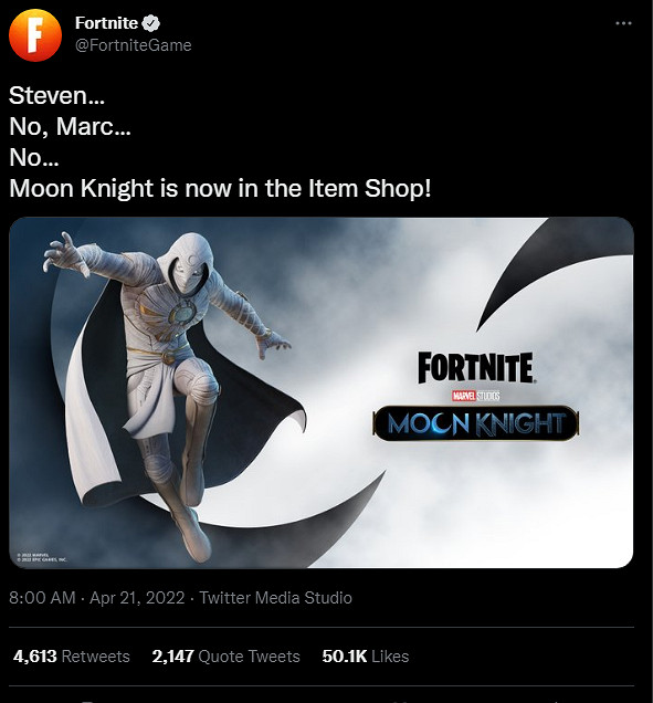 連動之神!《堡壘之夜》連動漫威新皮膚月光騎士上架 連動之神!《堡壘之夜》連動漫威新皮膚月光騎士上架