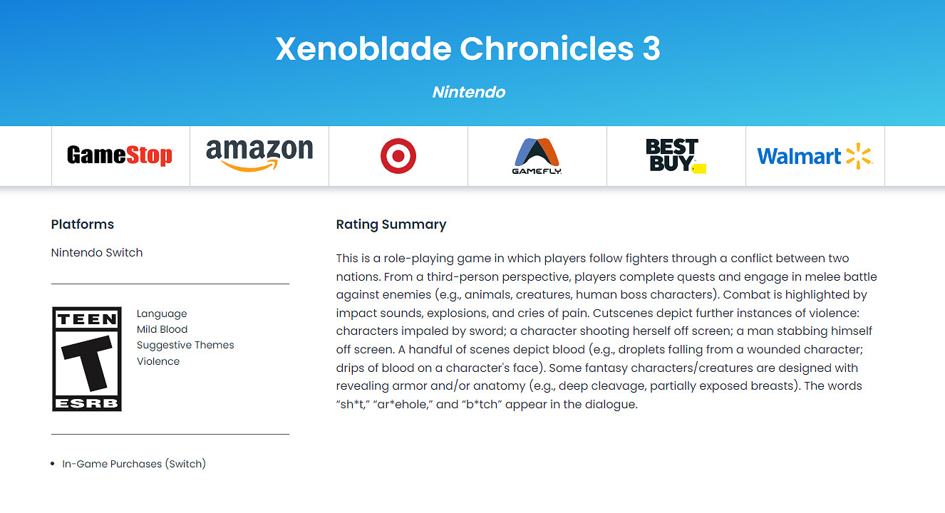 13歲以下禁止遊玩!Switch《異度之刃3》ESRB評級曝光 13歲以下禁止遊玩!Switch《異度之刃3》ESRB評級曝光