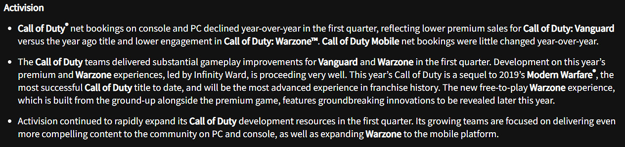 不只營收虧損！動視暴雪財報顯示丟失6000萬活躍使用者