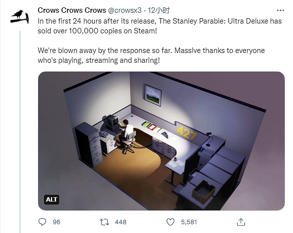 《史丹利的寓言終極豪華版》首日銷量突破10萬! 《史丹利的寓言終極豪華版》首日銷量突破10萬!