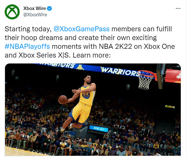 Xbox Game Pass (XGP) 再添一員大將,微軟發文《NBA 2K22》已加入 Xbox Game Pass (XGP) Xbox Game Pass (XGP) 再添一員大將,微軟發文《NBA 2K22》已加入 Xbox Game Pass (XGP)