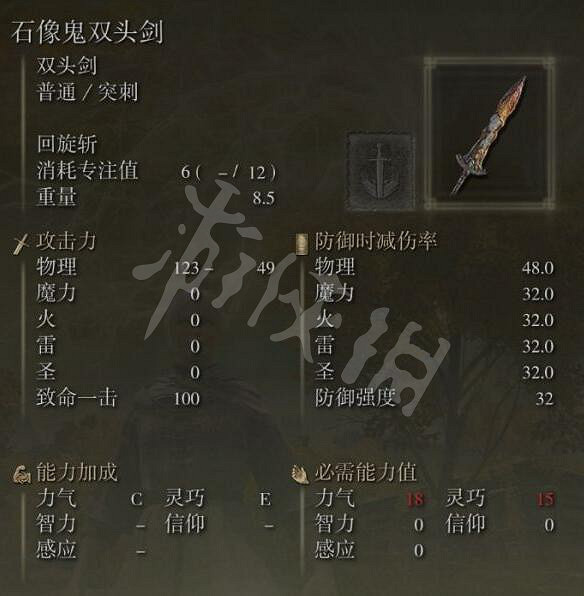 《艾爾登法環》石像鬼雙頭劍怎麽獲得？石像鬼雙頭劍屬性及位置一覽