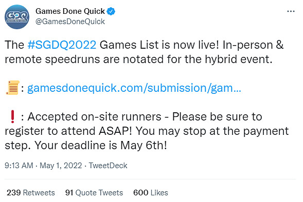 大神雲集！慈善速通大賽SGDQ 2022遊戲列表現已公開