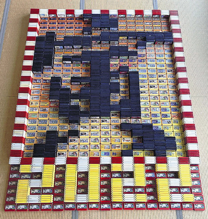 創世界紀錄!大佬用4256個FC卡帶打造巨大馬賽克畫 創世界紀錄!大佬用4256個FC卡帶打造巨大馬賽克畫