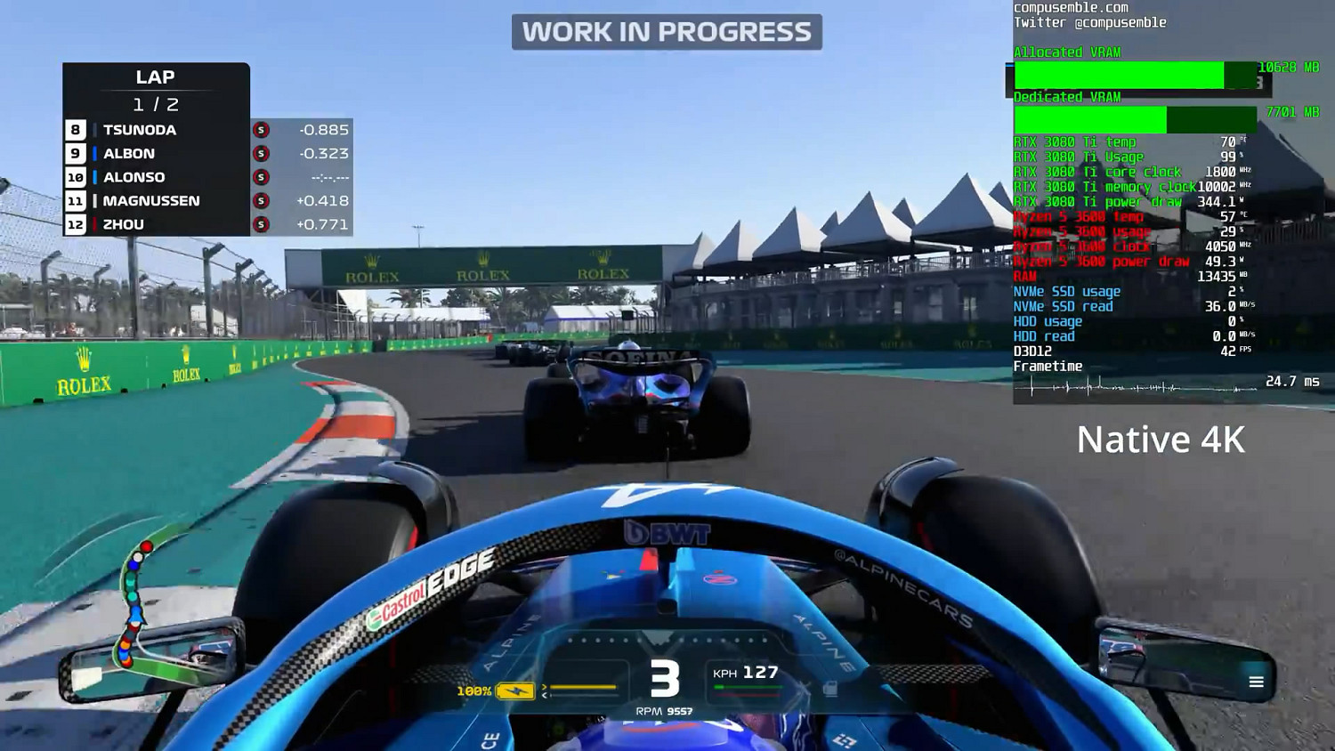 3080Ti《F1 2022》最強展示：最高畫質/光追全開/4K