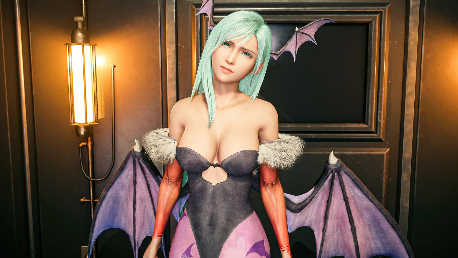 榨乾我吧！《FF7 Re》MOD 蒂法cos “魅魔 莫莉卡”