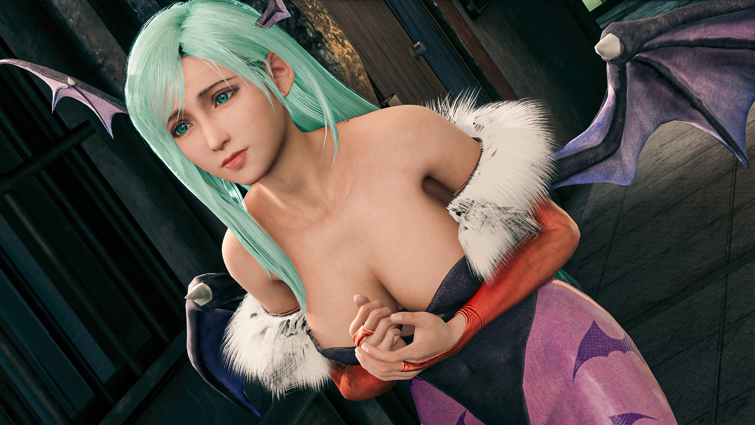 榨乾我吧！《FF7 Re》MOD 蒂法cos “魅魔 莫莉卡”