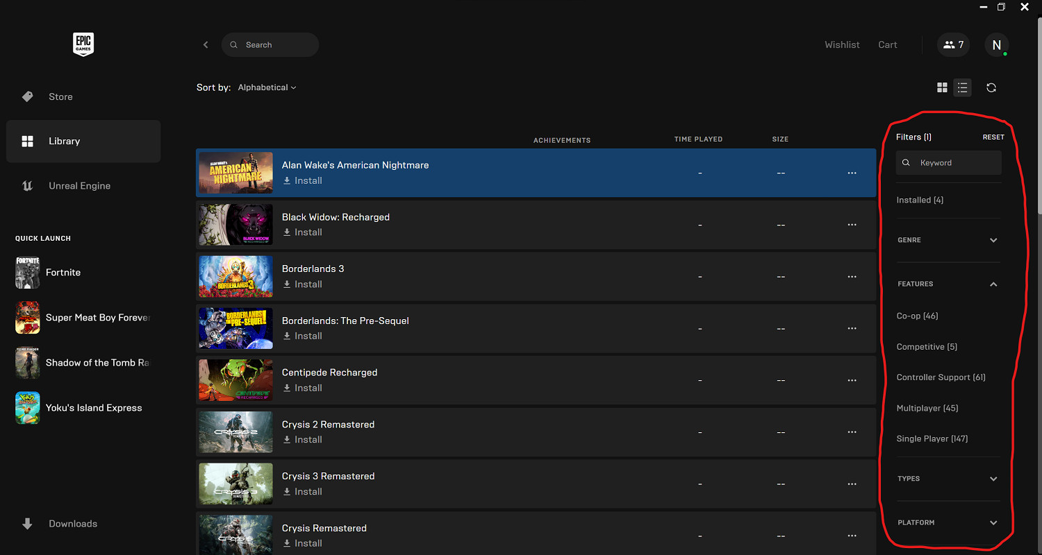 終於能分類我的免費遊戲了!Epic商城上線過濾器功能 終於能分類我的免費遊戲了!Epic商城上線過濾器功能