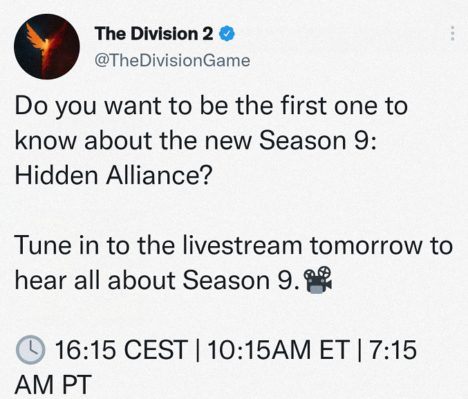 《全境封鎖2》5月12日版本大更新 開啟第9賽季隱秘聯盟