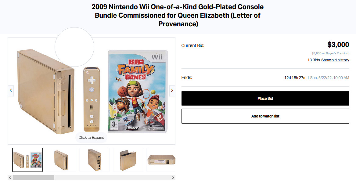 24k鍍金任天堂Will被拍賣 差點成英國女王自用款 24k鍍金任天堂Will被拍賣 差點成英國女王自用款