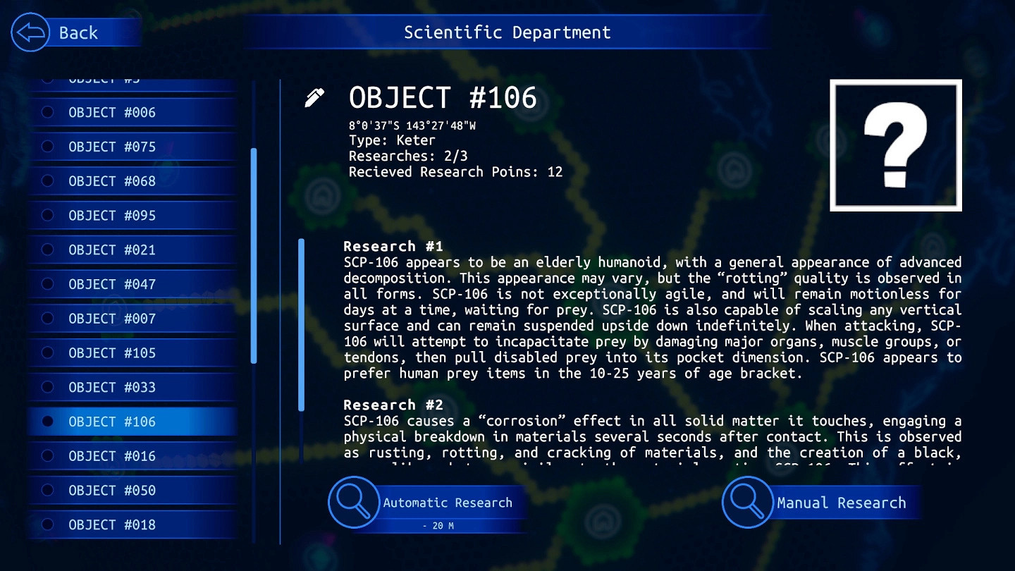 模擬經營類《SCP Strategy》發布 親自管理SCP基金會