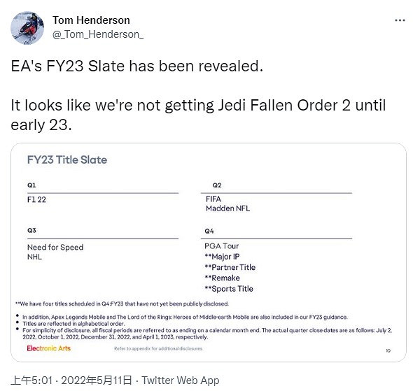 EA財報透露《絕地 隕落的武士團2》將在2023年初發售！