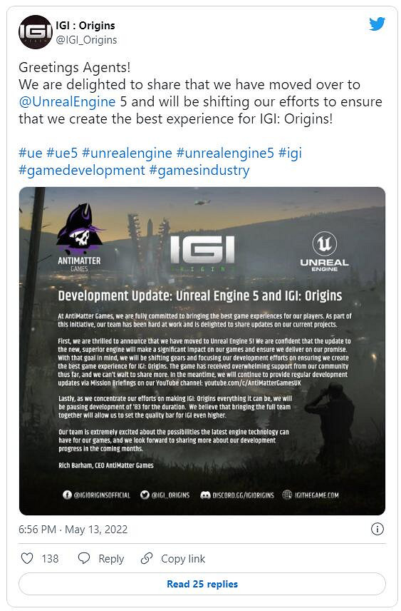 情懷新作《秘密潛入:起源》宣布將改成虛幻引擎5開發 情懷新作《秘密潛入:起源》宣布將改成虛幻引擎5開發